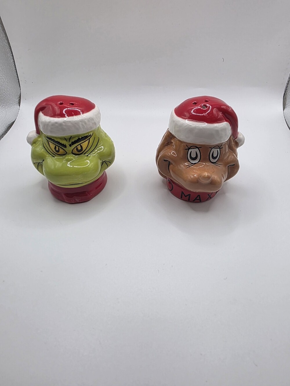 Grinch and Max Ceramic Holiday Toy Figures - Green and Brown